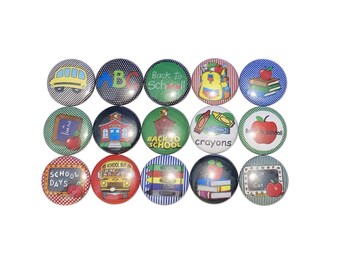 School Magnet, Bus Magnet, 1", 1.25", Button Magnet, School Decor, Back to School, School Party Favor, Class Decor, Classroom Magnet, SC001
