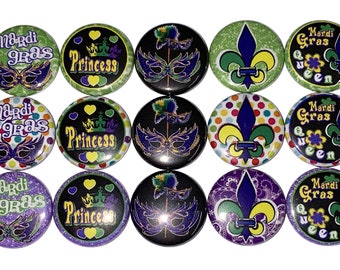 Mardi Gras Magnet, 1", 1.25", Button Magnet, Mardi Gras Button, Mardi Gras, Mardi Gras Birthday, Mardi Gras Party Favor, New Orleans, MG001