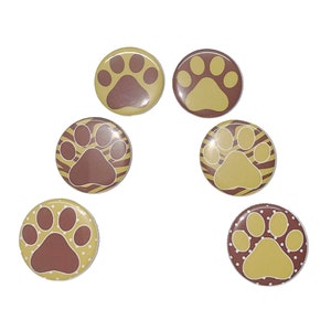 Paws, Maroon, Gold, 1&quot;, 1.25&quot;, 1.5&quot;, Button, Paw Theme, Paw Decor, Paw Prints, Animal Prints, Animal Paws, Flatback, Pinback, Badge, PP003