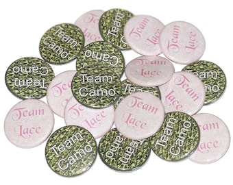 Gender Reveal, Camo, Lace, 1.25", 1.5", 2.25", Pinback Button, Baby Shower, Baby Reveal, Team Camo, Team Lace, Baby Shower Pin, VB334, VB341