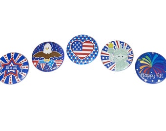 Patriotic Magnet, 1", 1.25", 1.5", 2.25", Button Magnet, Independence Day, USA, US, America, Statue of Liberty, Eagle, Firework, 4th, PC016