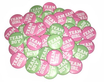 Gender Reveal, Pink, Mint, 1.25", 1.5", 2.25", Pinback Button, Baby Shower, Team Boy, Team Pink, Baby Reveal, Boy or Girl, Pin, VB125, VB121