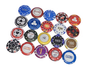 Poker, 1", 1.25", 1.5", 2.25", Button, Poker Decor, Poker Theme, Poker Party Favor, Poker Chip, Gamble, Flatback, Pinback, Pin, Badge, GM010