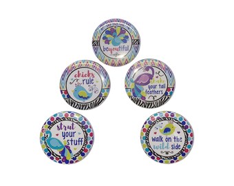 Peacock, Bird, 1", 1.25", 1.5", 2.25", Button, Peacock Theme, Peacock Decor, Party Favor, Gift, Birthday, Flatback, Pinback, Pin, BR005