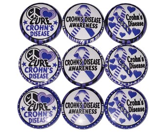 Crohn's Disease Magnet, 1", 1.25", Button Magnet, Purple Ribbon Magnet, Purple, Crohn's Ribbon, Crohn's Theme, Crohn's Awareness, CA023