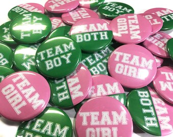 Gender Reveal, Twins, Green, Pink, 1.25", 1.5", 2.25", Pinback Button, Baby Shower, Baby Reveal, Easter, Spring, Vote, VB110, VB121, VB133