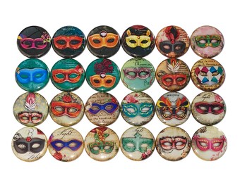 Carnival Mask Magnet, 1", 1.25", 1.5", 2.25", Button Magnet, Masquerade Mask, Mask Magnet, Mask Theme, Masquerade, Carnival Party, MK004