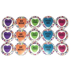 Heart, 1, 1.25, 1.5, 2.25, Button, Heart, Heart Theme, Party Favor, Valentine's Day, Flatback, Pinback, V001 image 2