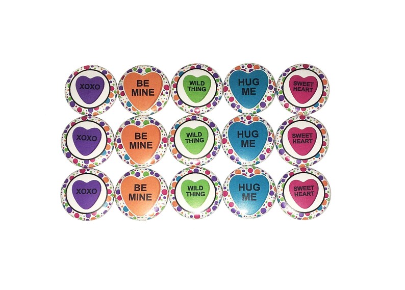 Heart, 1, 1.25, 1.5, 2.25, Button, Heart, Heart Theme, Party Favor, Valentine's Day, Flatback, Pinback, V001 image 2