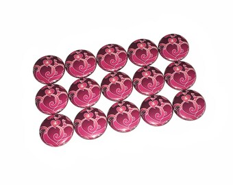Hearts, 1", 1.25", Button, Pink Heart, Valentine Theme, Valentine Decor, Heart Decor, Flatback, Pinback, Party Favor, Valentine's Day, V009