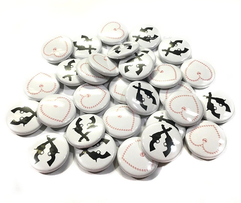 Pearls VB168 Guns 2.25 Pearl Baby Shower Gender Reveal Pistol Baby Shower Baby Shower Pistols VB221 1 1.5 Pinback Button
