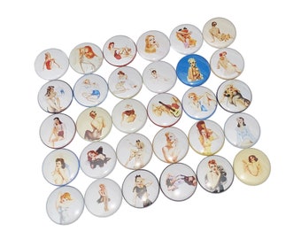 Pin Ups, 1", 1.25", 1.5", 2.25", Button, Pin Up Birthday, Pinup Girl, Pinup Girl Gift, Pin Up Theme, Pin Up Flatback, Pin Up Pinback, AM001