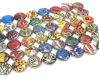 Butterflies, 1", 1.25", 1.5", 2.25", Button, Butterfly Wing, Butterfly Decor, Butterfly Theme, Butterfly, Flatback, Pinback, Badge, B012