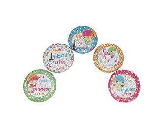 Tee Ball, Tball, 1", 1.25", 1.5", 2.25", Button, T Ball, Tball Theme, Tball Decor, Party Favor, Sports, Flatback, Pinback, Pin, Badge, SE047