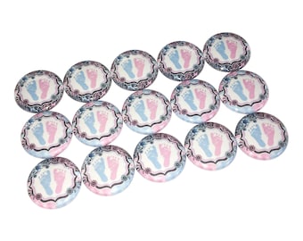 Baby Feet, Pink, Blue, 1", 1.25", Button, Baby Party Favor, Baby Feet Decor, Baby Feet Theme, Baby Shower Decor, Flatback, Pinback, CB007