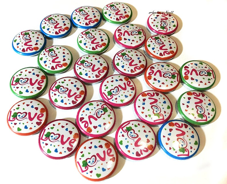 Love, Heart, 1, 1.25, Button, Love Pin, Heart Party Favor, Valentine's, Valentine Pin, Valentine Party Favor, Valentine Flatback, V006 image 5