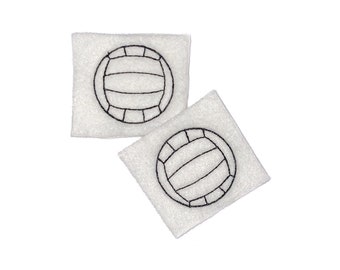 Volleyball Felt, 2 Felts, Volleyball Patch, White, Black, Unfinished, Patch, Craft Supply, Sports, Size 2 of 4, EMB080