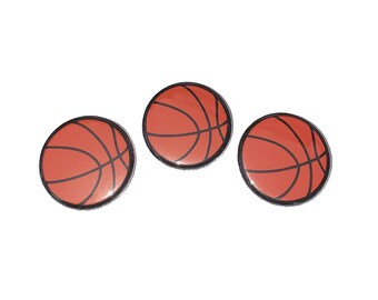 Basketballs, 1", 1.25", 1.5", 2.25", Button, Basketball Decor, Basketball Theme, Basketball Flatback, Basketball Pinback, SE063