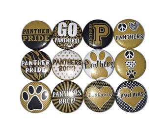 Panther Magnet, Gold, Black, 1", 1.25", 1.5", 2.25", Button Magnet, Panther Theme, Party Favor, SM096