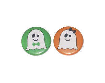 Gender Reveal, Ghost, Orange, Green, 1.25", 1.5", 2.25", Pinback Button, Halloween, Baby Reveal, Boy or Girl, Baby Vote, Pins, VB302, VB032