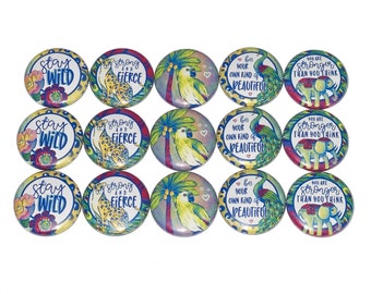 Quote Magnet, 1", 1.25", 1.5", 2.25", Button Magnet, Parrot Magnet, Elephant Magnet, Peacock Magnet, Cheetah Magnet, Positive Quotes, DG003
