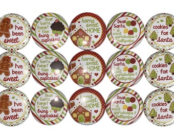 Christmas Magnet, Treats, 1", 1.25", 1.5", 2.25", Button Magnet, Gingerbread House, Gingerbread, Christmas Cupcake, Christmas Cookie, X017