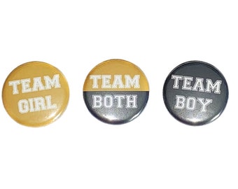 Gender Reveal, Twins, Gold, Black, 1.25", 1.5", 2.25", Pinback Button, Team Both, Reveal, Twin Reveal, Boy or Girl, VB150, VB102, VB420