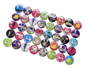 Golf, 1", 1.25", 1.5", 2.25", Button, Girl's Golf, Golf Theme, Golf Decor, Party Favor, Birthday, Gift, Golfing, Flatback, Pinback, SE004