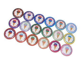 Ice Cream, 1", 1.25", 1.5", 2.25", Button, Ice Cream Theme, Ice Cream Decor, Ice Cream Gift, Ice Cream Flatback, Ice Cream Pinback, FD053