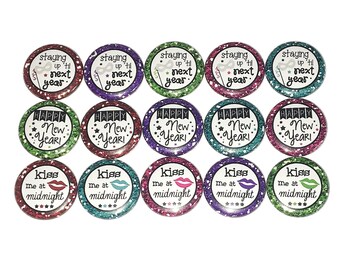 New Year's Magnet, Kiss, 1", 1.25", 1.5", 2.25", Button Magnet, New Year's, New Year's Party, Party Favor, New Year's Theme, Midnight, NY001