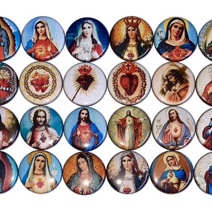 Religious Magnet, Jesus Magnet, 1&quot;, 1.25&quot;, 1.5&quot;, 2.25&quot;, Button Magnet, Jesus, Mary, Catholic, Religious Theme, Religious, Party Favor, FT015