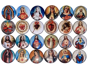 Religious Magnet, Jesus Magnet, 1", 1.25", 1.5", 2.25", Button Magnet, Jesus, Mary, Catholic, Religious Theme, Religious, Party Favor, FT015