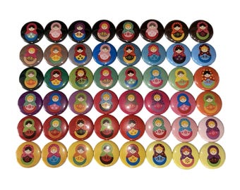 Matryoshka Magnet, 1", 1.25", Button Magnet, Matryoshka Doll, Nesting Doll, Matryoshka Theme, Matryoshka Decor, HT004