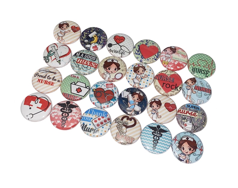 Nurse Theme 24 Buttons NU037 RN Nurses Ready to Ship 1 Pinback Button Table Scatter Nurse Party Favor Nurse Gift