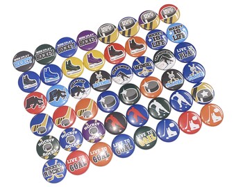 Hockey, 1", 1.25", 1.5", Button, Hockey Decor, Hockey Theme, Gift, Party Favor, Hockey Birthday, Boy's Hockey, Flatback, Pinback, SK004