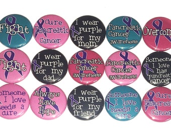 Pancreatic Cancer, 1", 1.25", Button Magnet, Pancreatic Ribbon, Purple Ribbon Magnet, Purple Ribbon Theme, Pancreas, Cancer Awareness, CN010