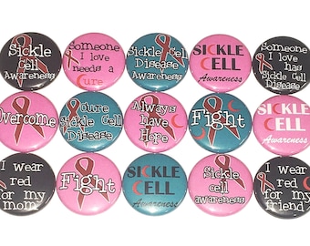 Sickle Cell Disease, 1", 1.25", 1.5", Button Magnet, Red Ribbon Magnet, Sickle Cell Magnet, Red Ribbon, Sickle Cell, CA037