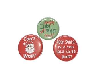Santa Magnet, 1", 1.25", Button Magnet, Santa Theme, Santa, Santa Party Favor, Christmas Party Favor, Santa Humor, Xmas Party Favor, X010