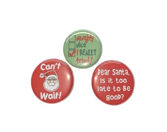 Santa Magnet, 1", 1.25", Button Magnet, Santa Theme, Santa, Santa Party Favor, Christmas Party Favor, Santa Humor, Xmas Party Favor, X010