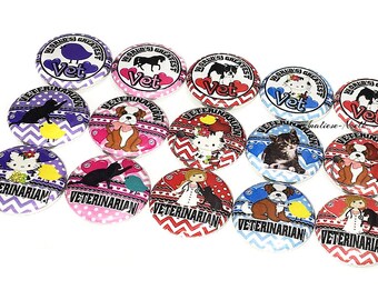 Veterinary Magnet, Vet Magnet, 1", 1.25", Button Magnet, Vet Theme, Vet Decor, Gift, Veterinary Office, Vet Party Favor, Vet Birthday, PR003