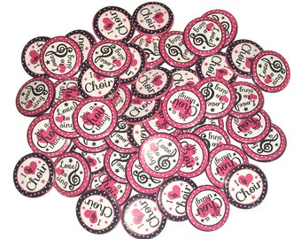 Choir, 1", 1.25", Button, Choir Party Favor, Choir Pin, Choir Button, Choir Flatback, Choir Birthday, Choir Decor, Choir Theme, Pink, MB004