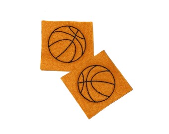 Basketball Felt, 2 Felts, Basketball Patch, Orange, Black, Unfinished, Patch, Craft Supply, Sports, Size 2 of 4, EMB031