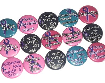 Pancreatic Cancer, 1", 1.25", Button, Pancreatic Ribbon, Purple Ribbon, Pancreas, Awareness, Cancer Ribbon, Flatback, Pinback, Badge, CN010