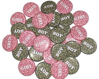 Camo, Gender Reveal, Pink, Green, 1.25", 1.5", 2.25", Pinback Button, Baby Shower, Baby Reveal, Camo Baby Shower, Boy or Girl, VB469, VB470