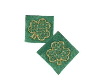 Shamrock Felt, 2 Felts, Shamrock Patch, Green, Gold, Unfinished, Craft Supply, St. Patrick's Day, Saint Patrick's, Size 1 of 4, EMB095