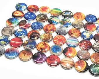 Planet, Galaxy, Solar System, 1", 1.25", 1.5", 2.25", Button, Planet Theme, Planet Decor, Solar System Theme, Flatback, Pinback, Pin, ZP009