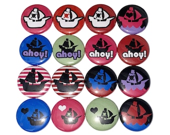 Pirate Magnet, 1", 1.25", Button Magnet, Pirate Party, Pirate Theme, Pirate Gift, Pirate Ship, Skull, Pirate Decor, Ship, Magnet, PK005