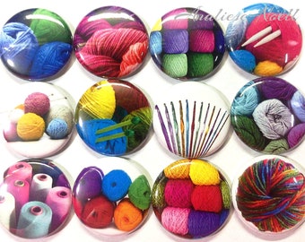 Crochet Magnet, Yarn Magnet, 1", 1.25", Button Magnet, Party Favor, Crochet Decor, Crochet Theme, Crochet Hook, Yarn Theme, Crochet, CS005