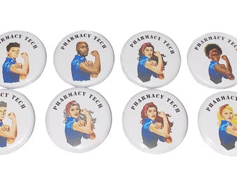Pharmacy Tech, 1", 1.25", 1.5", 2.25", Button, Pharmacy Theme, Pharmacy, Pharmacy Flatback, Pharmacy Pinback, Pharmacy Tech Badge, RX003