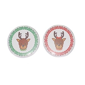 Gender Reveal, Reindeer, Red, Green,  1.25", 1.5", 2.25", Pinback Button, Xmas, Holiday, Christmas, Baby Reveal, Rudolph, Vote, VB389, VB392